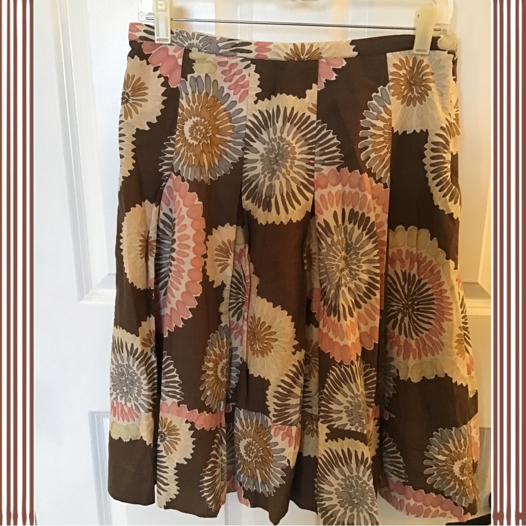 Bcbgmaxazria Brown And Pink Floral A-Line Skirt